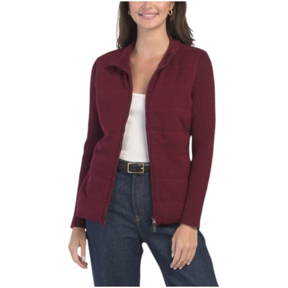 EDINBURGH KNITS Pima Cotton Puffer Sweater Jacket - Picture 1 of 2
